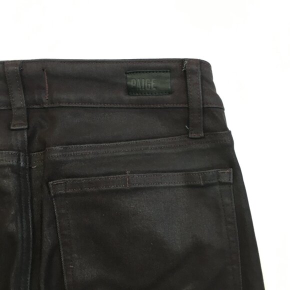 PAIGE Premium Denim Dark Plum Coated Verdugo Ankle 5 Pocket Logo Hardware Jeans - Picture 9 of 10